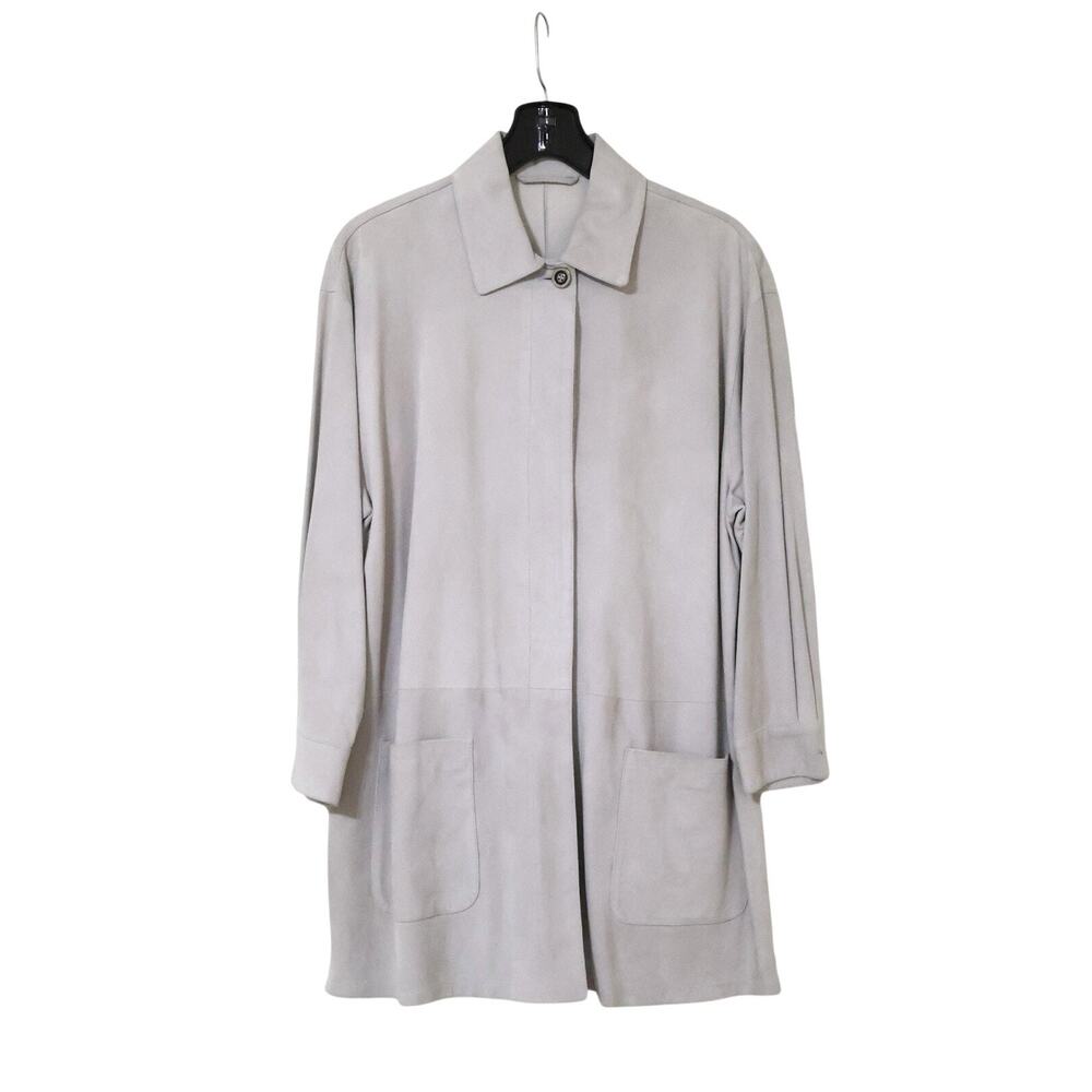 Vintage Salfra Suede Leather Light Gray Jacket L 44 Minimalist Quiet Luxury